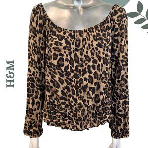 Wild Side Off-Shoulder Animal Print Top by H&M | Long Sleeve Knit | Size Large